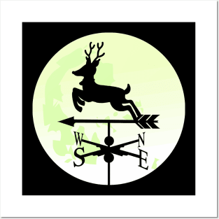 Reindeer Moon Silhouette Weathervane Posters and Art